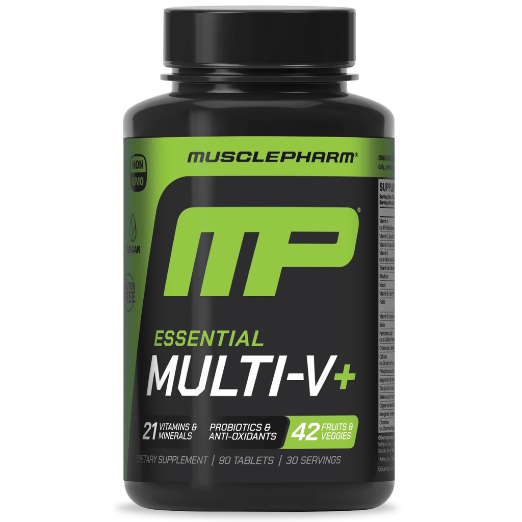 Kas Pharm Essentials Multi-V+, The Athlete's Multi-Vitamin, Geliştirilmiş Enerji, Performans ve Immune Health, Daily Multivitamin for Men & Women with Minerals Plus Probiyotiks, 90 Tablet, 30 Hizmet