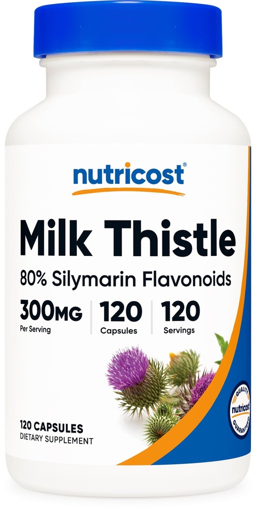 Nutricost Milk Thistle Capsules 300mg, 120 Capsules (80% Silymarin) - Gluten-Free & Non-GMO