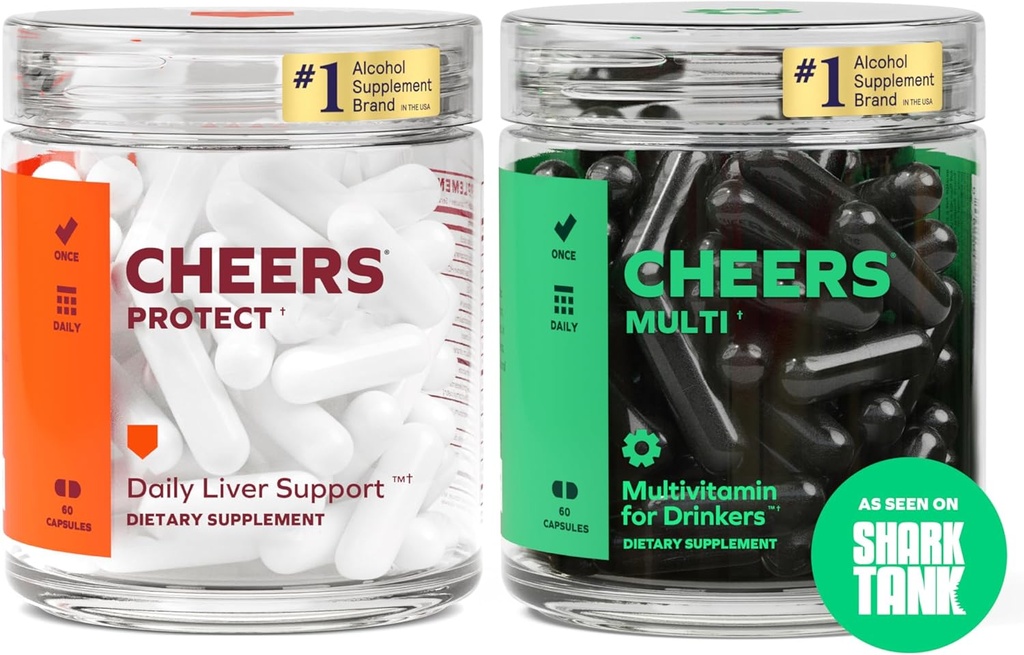 Cheers Daily Combo | Koruma + Çok | Daily Supplements for Drinkers to Support Liver Health & Replenish Lost Vitamins | 30 Doses Her | Choline, Betaine, Niacin, B-Vitamins, L-Cysteine, DHM