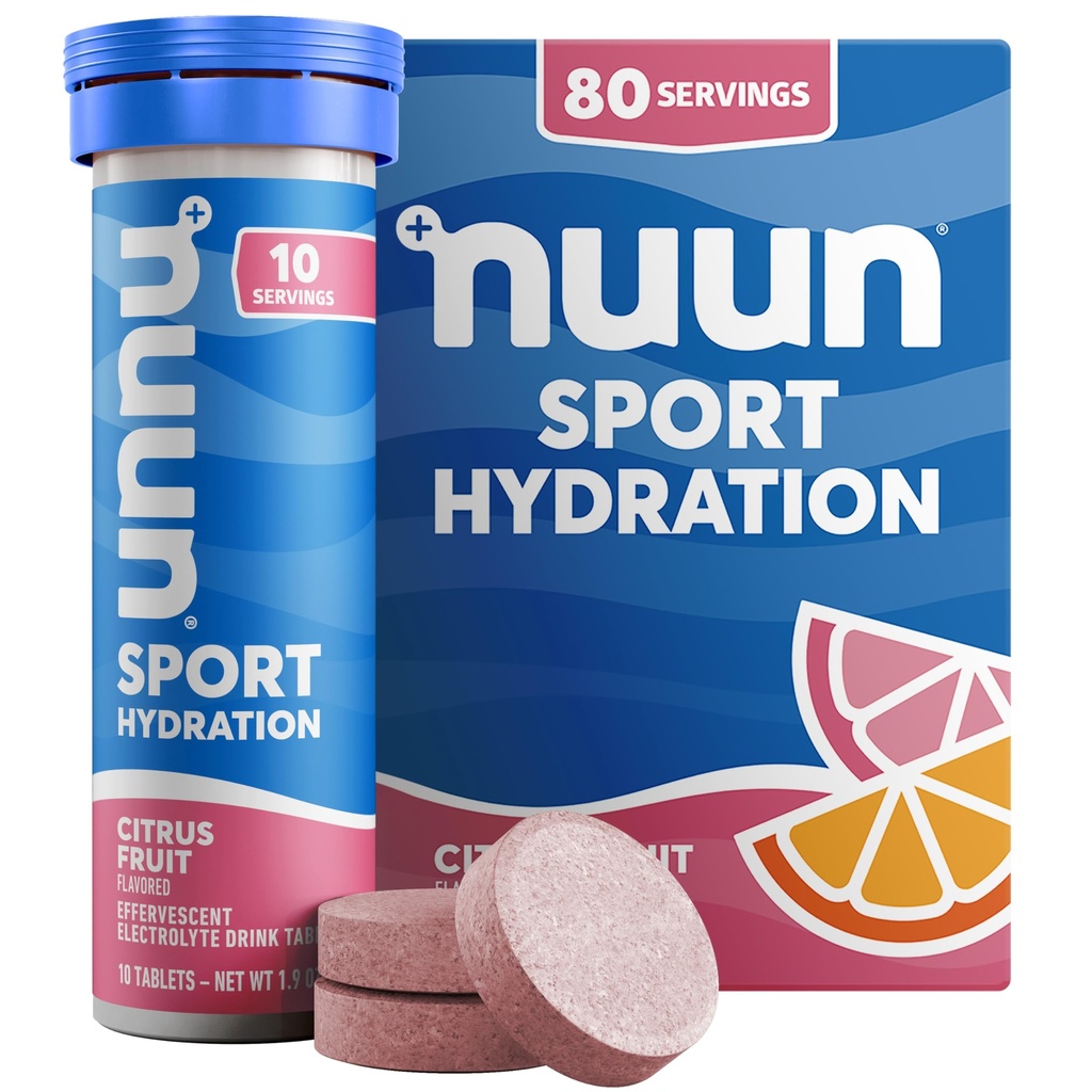 Nuun Sport Electrolyte Tabletleri, Magnezyum, Pyum, Chloride & sodyum, Gluten Free & Vegan, Citrus Fruit, 8 Pack (80 Hizmet Toplamı)