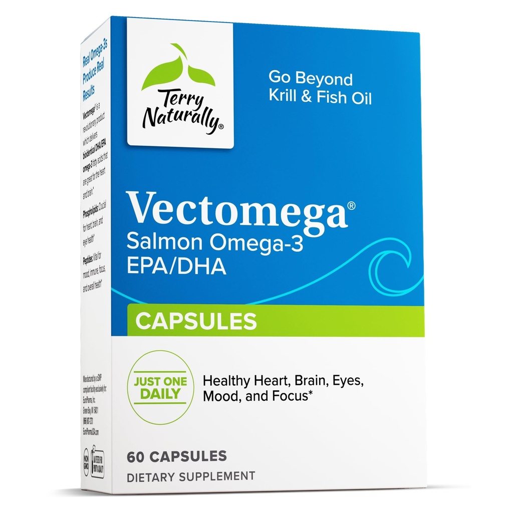 Terry Doğal Vectomega - EPA & DHA ile Diyetsel Tamam - Beyin ve Kalp Sağlığı Desteği için Omega-3 Tabletleri - Temel Fatty Asits & Peptides ile Beslenme Tamamı - 60 Capsules