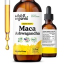 Wild & Organic Maca Ashwagandha Erkekler ve Kadınlar için Bırakıyor - Peruvian Maca Root ve Ashwagandha Tincture for General Support - Vegan, Sugar & Alkol Ücretsiz Ekstraksiyon Tamam - 2 fl ozzz