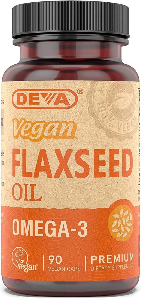 Deva Vegan Vitaminleri Flax Tohum yağı, 500 MG, Vegan, 90 Vcap (4 paket)
