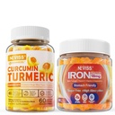 Sugar Free Turmeric Curcumin Yetişkinler için Gummies 550 mg,Vegan Demir Gummies Supplement with Vitamin C