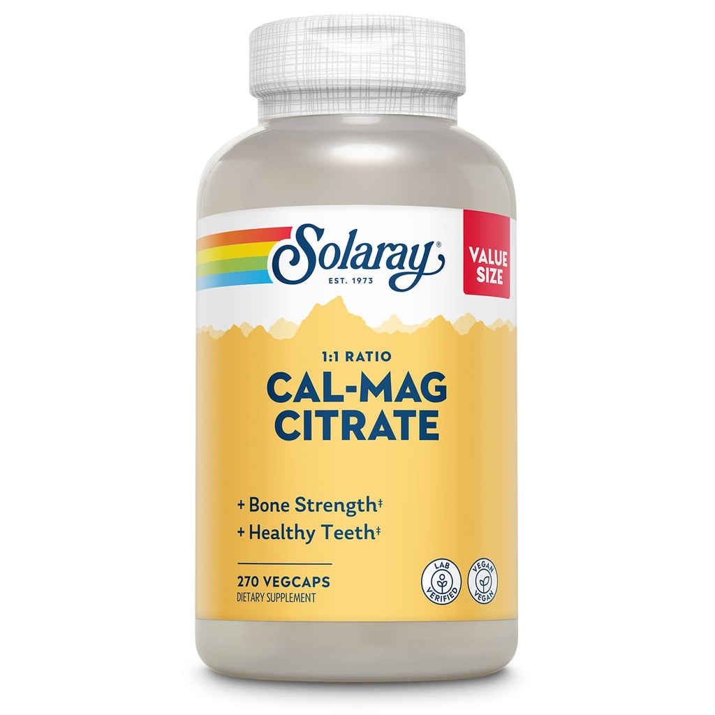 Solarayuba Magnezyum Citrate 1000 mg 1:1 Oran, Bone Strength Supplement, Muscle, Nerve ve Bone Health Support, Chelated for High Abpole, 60-Day Garanti, 45 Hizmet, 270 VegCaps,