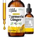 Vahşi & Organik Turmeric ve Ginger Supplement Drops - Ortak & Immune Support - Sıvı Turmeric with Ginger and Black Pepper Extract - Curcumin Supplement - Vegan, Sugar & Alkol-Free Tincture - 2 ozz