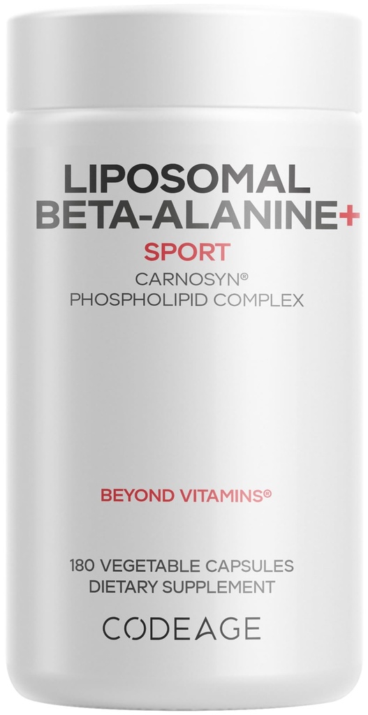 Kodage Liposomal Beta-Alanine Supplement - CarnoSyn Beta-Alanine - 2Month Supply - Liposomal Delivery - Pre Workout, Post Workout and Sport Supplementation - Non-GMO - 180 Capsules