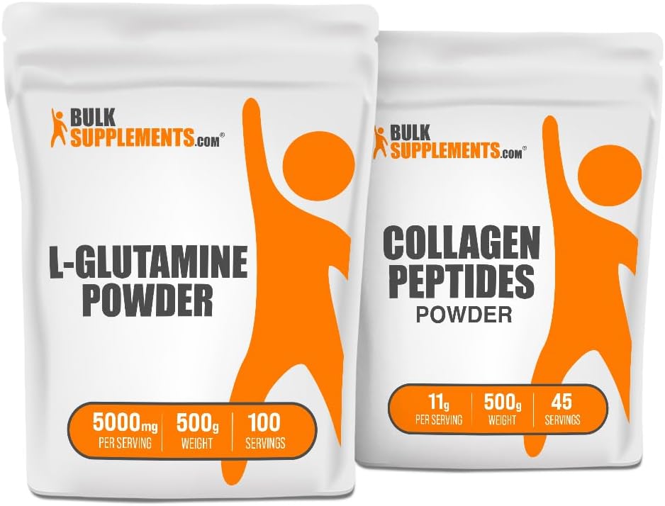 BulkSupplements L-Glutamine 500g + Collagen Peptides 500g
