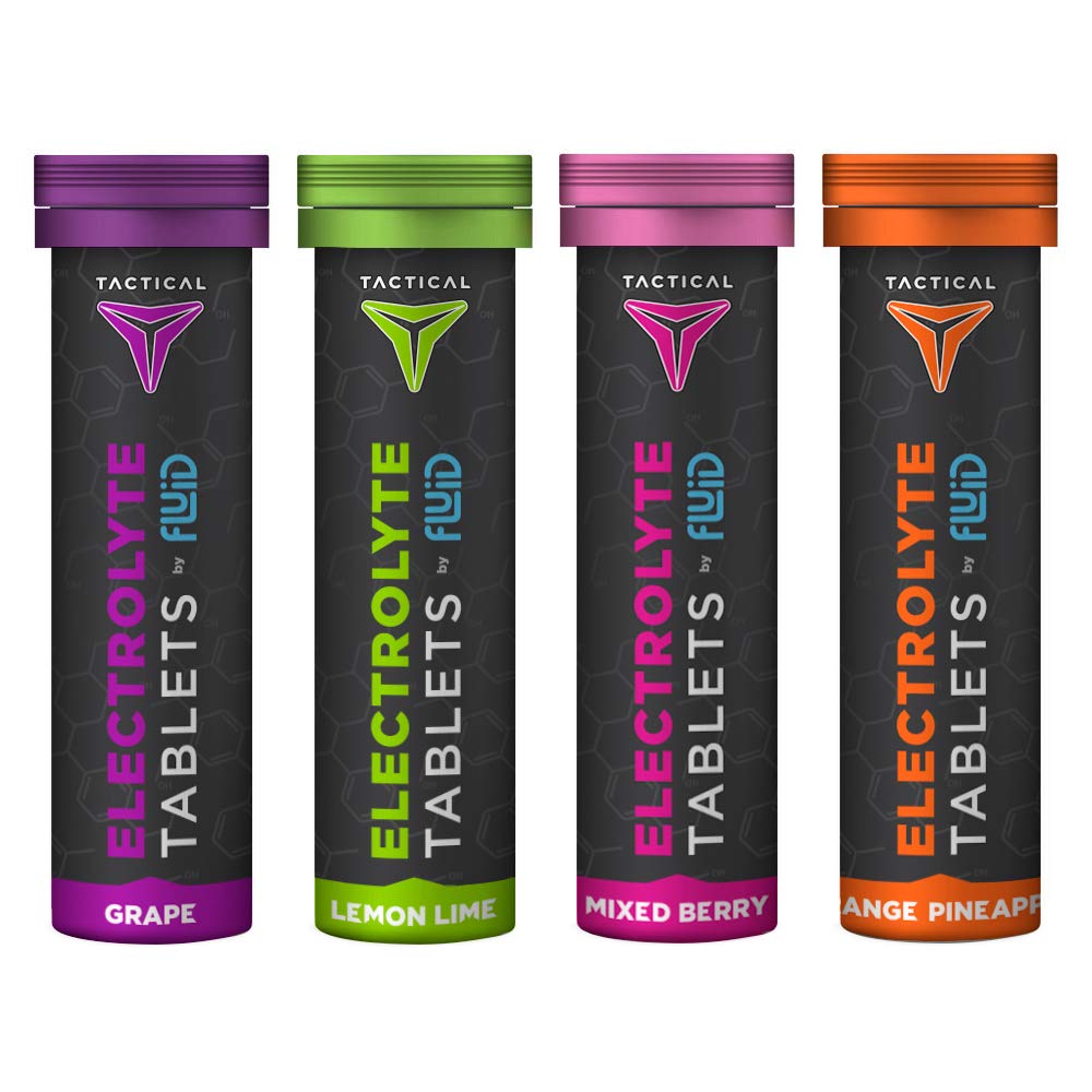 Fluid Tactical - 40 Count Effervescent Electrolyte Tablets | Variety Pack | 320mg Sodium, 160mg Potassium | Dehydration Prevention & Proactive Recovery