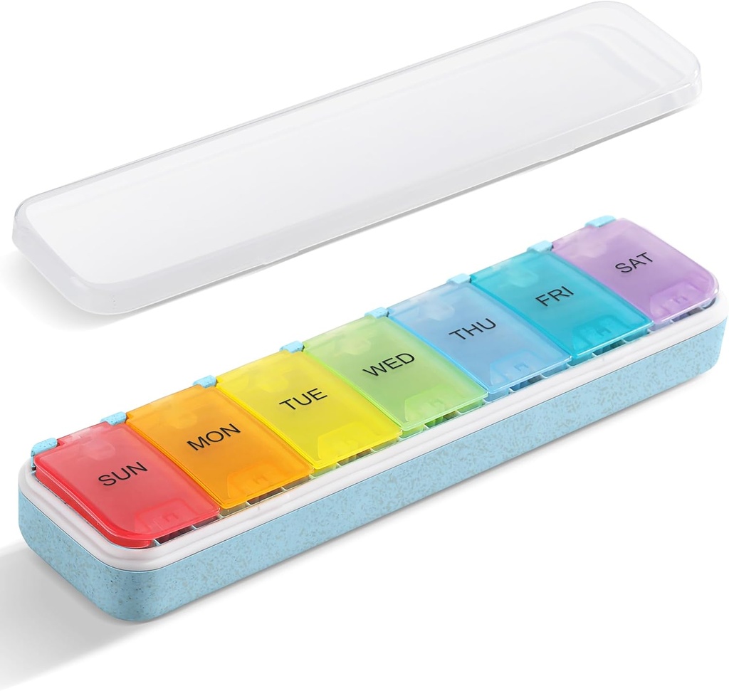 Zannakij Fiber XL Haftalık Pill Organizer 7 Gün, Pop Açık Büyük Seyahat Günlük Pill Box, Moisture Ön Hafta Pill Sahibi Konteyner, Arthritis Friendly Medical Case for Vitamin Drug Supplement Supplement