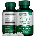 Prime Code [3 in 1] CoQ10 250mg with Magnezyum Glycinate and Vitamin E | CoQ10 Capsules 250 mg | Magnezyum Glycinate 200 mg | Vitamin E 15 mg | Non-GMO | Gluten & Soy Free | Vegan