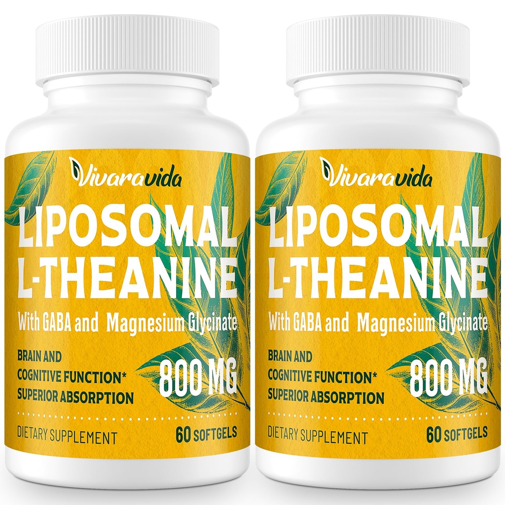 L-Theanine 800 mg Supplement with GABA and Magnezyum Glycinate - Doğal bileşikler, Uyku ve Rahatlama (120 Softgels)