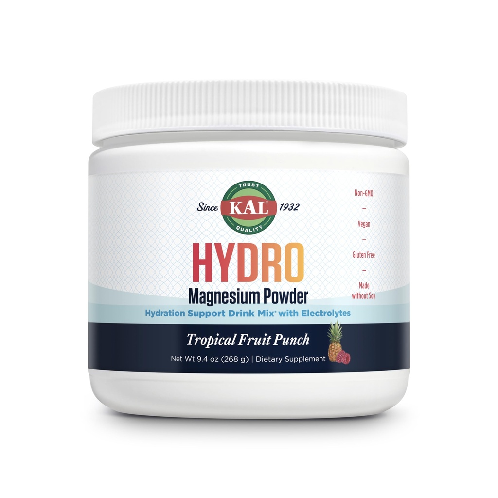 KAL Hydro Magnezyum Plus Electrolytes Toz - Tropikal Meyveler - sodyum, klorit, Pyumyum Tamam - Hydration & Cellular Energy Drink Mix - No Sugar - 60-Day Garanti, 50 Hizmet, 9.4 OZ