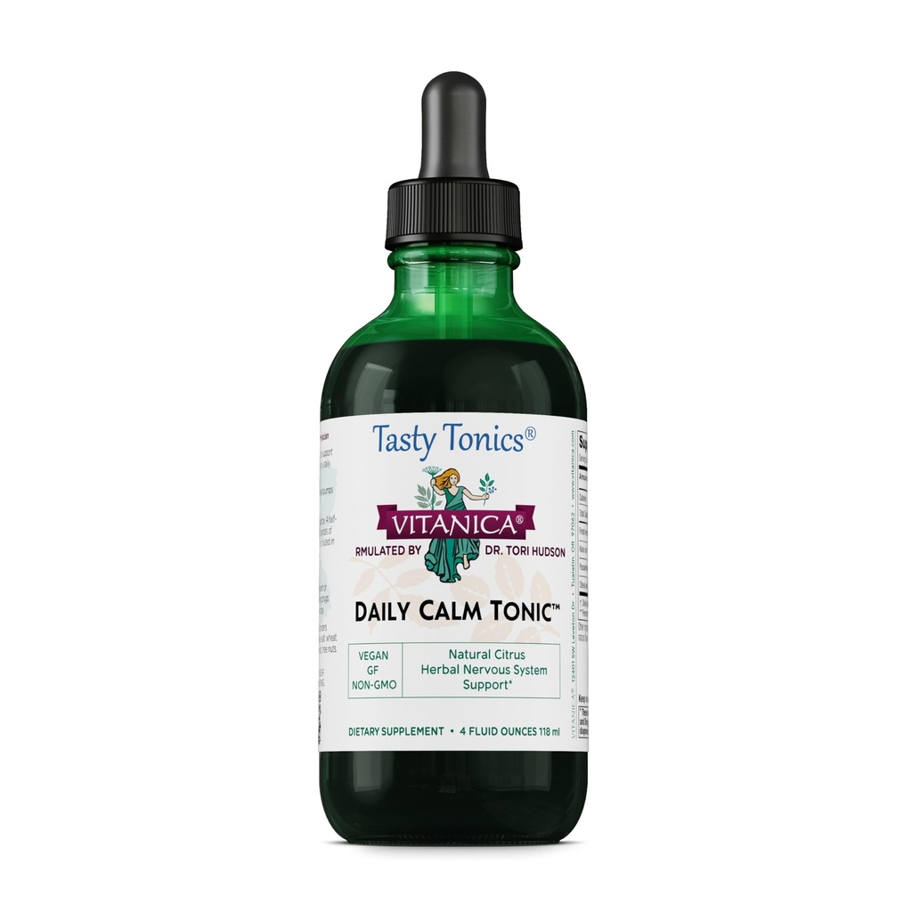Vitanica Daily Calm Tonic, Natural Liquid Stress Relief Supplement, Dr. Formulated, Organic Lemon Balm, Kava Kava ve Passion Flower, for Women, Men & Yetişkinler, Vegan, 4 Ounce (Daily Calm Tonic)