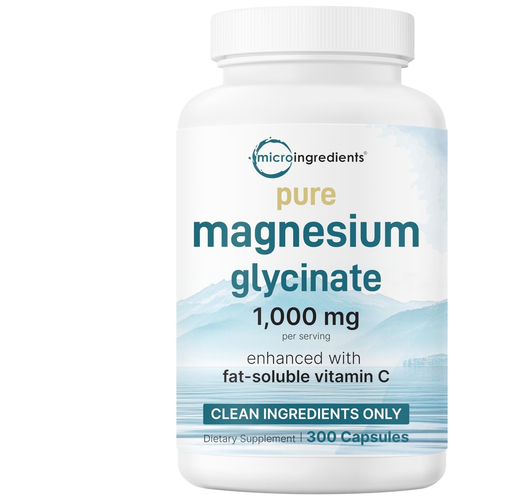 Pure Glycinate 1000 mg, 300 Capsules | 100% Chelated for Max Abors | Uyku, Kas, Kalp ve Nerve Health | Vitamin C ile Geliştirilmiş | Sadece Aktif Malzemeler Kullanın