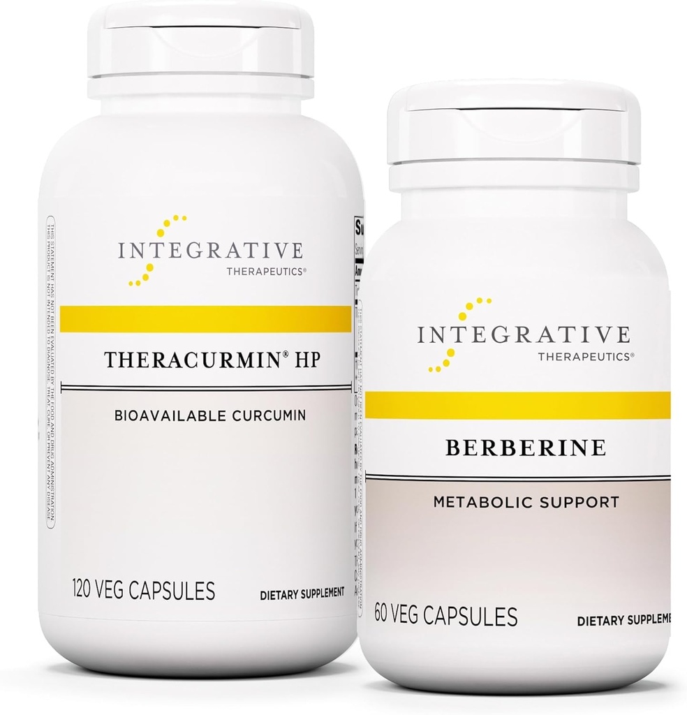 Berberine, 60 Capsules & Theracurmin HP, 120 Capsules - Metabolik Destek için Berberine * - Theracurmin Supplement That's 27x More Bio available*