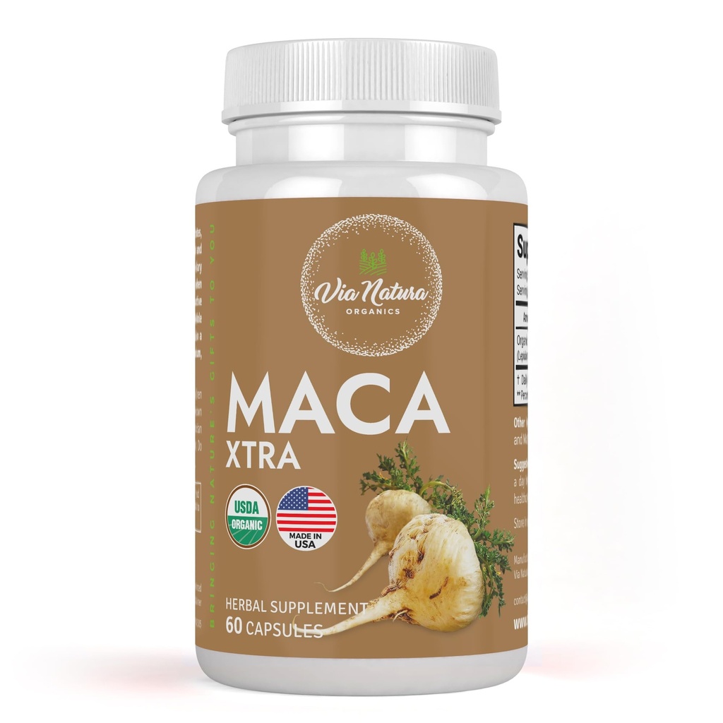 Maca Xtra Capsules 1000 mg | Organik Herbal Supplement | Amino Asits Iron & Magnezyum Doğal Kaynağı | 60 Capsules