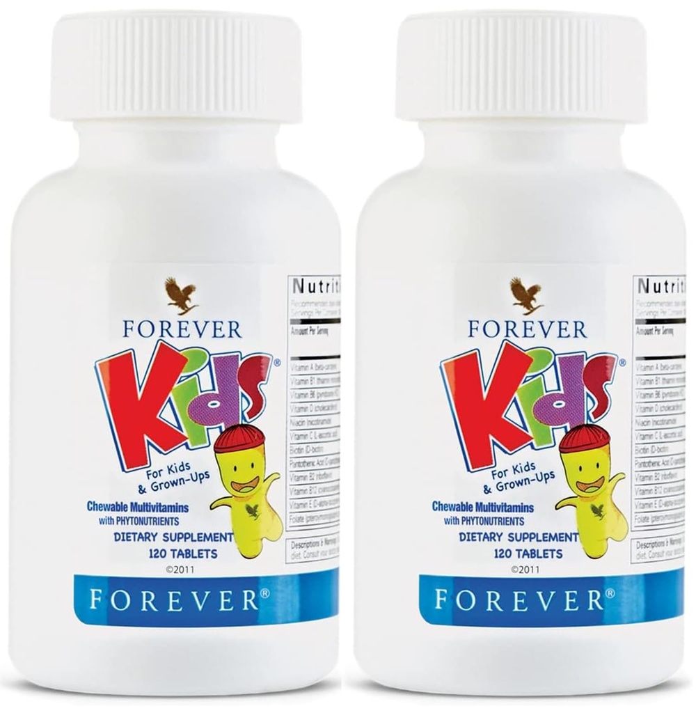 Sonsuz Yaşam - Çocuklar Kolay Çokvitamin - Sağlıklı Büyüme ve Kalkınma için Grape Flavor - Yapay Flavors - 120 Tablet (Pack of 2)