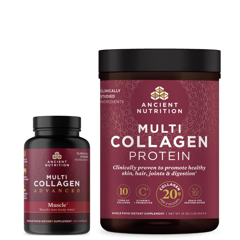 Eski Beslenme Multi Collagen Advanced Capsules, Kas, 90 Kont + Multi Collagen protein Toz, Unflavored, 45 Hizmetler