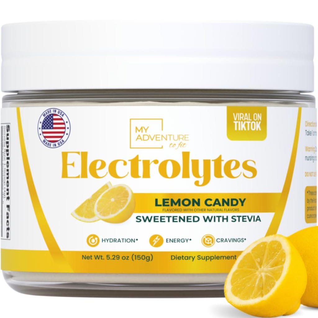 Zero Sugar - Lemon Candy Electrolytes Toz - Hydration - Tüm Doğal Malzemeler ile Caffeine Free Energy - Vegan, Keto & Paleo - Sugar Free Electrolytes Toz Iklimleri - 37 Hizmetler Toz İçilir