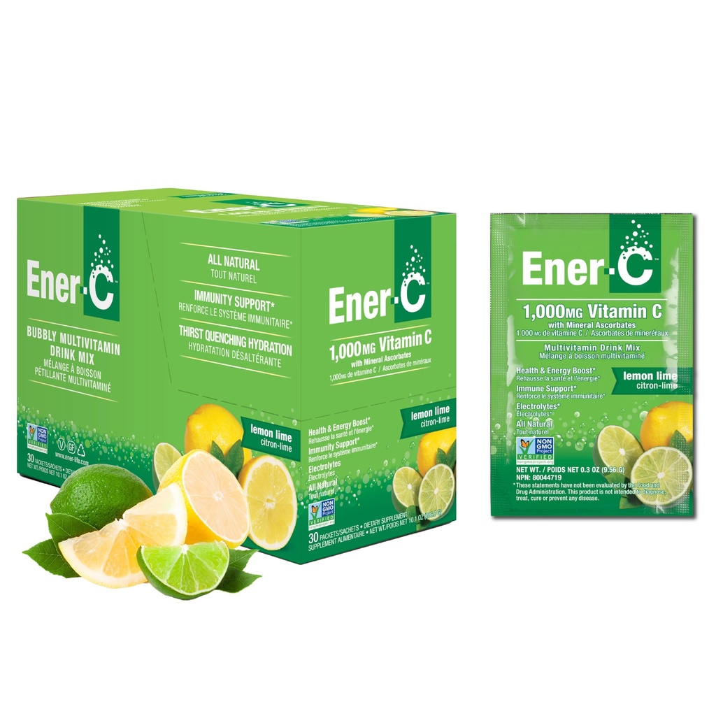 Ener-C Multivitamin İçilir - Su için Vitamin Paketleri, Elektrolytes Toz Paketleri, Vitamin İç Mix, Hydration Liquid Mix, Immune ATM for Yetişkinler, Sağlıklı Enerji - Limon Lime, 30 Countets
