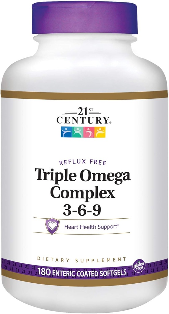 21. Yüzyıl Diyeti Tamam Triple Omega Kompleksi 3-6-9 Yumuşakgels, 180-Count Şişes (Pack of 2)