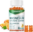 Magnezyum Glycinate Gummies 1000 mg - Sugar Free Magnezyum Pids Supplement with Vitamin D, B6, CoQ10 For Calm Mood & Sleep Support - 60 Orange Gummies