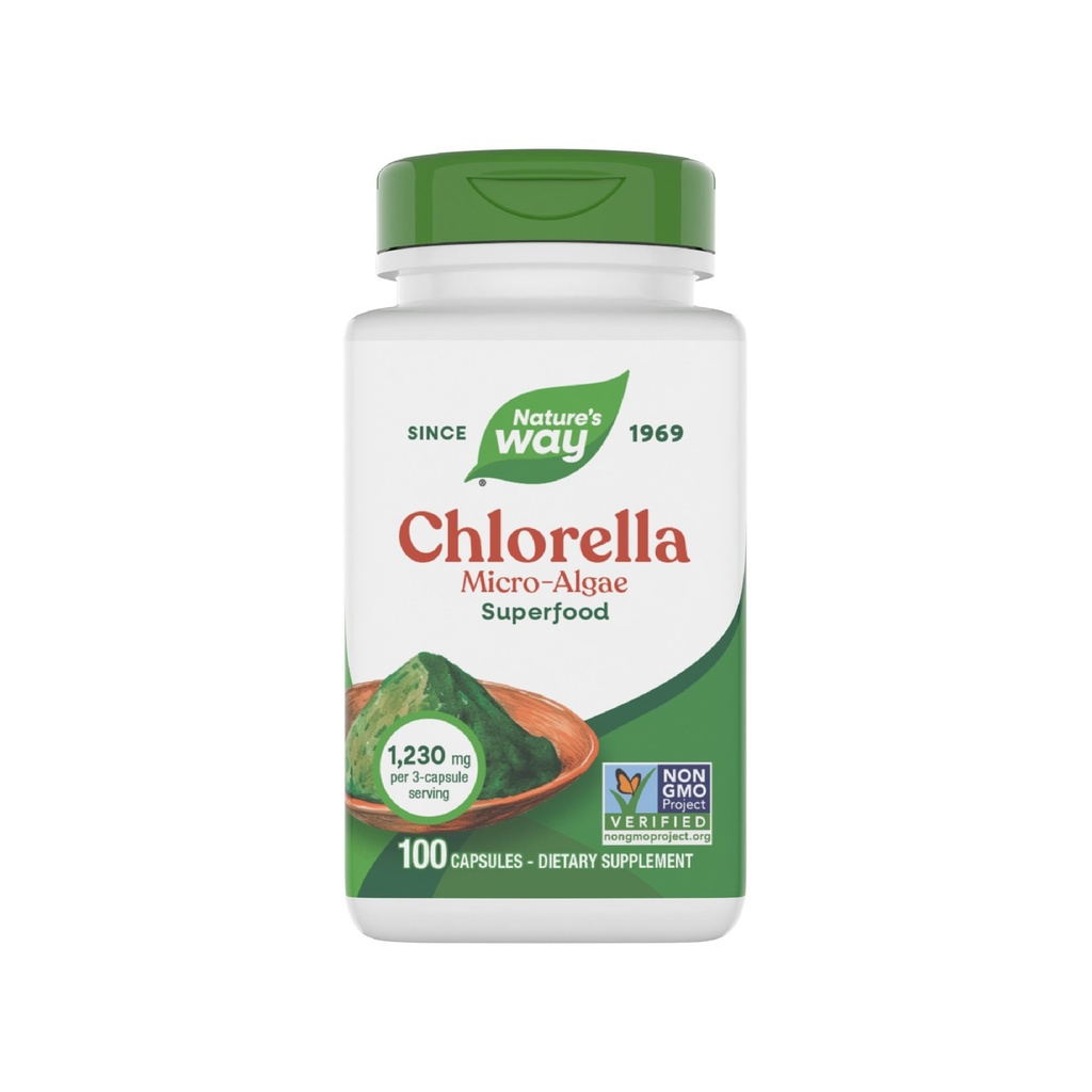 Nature's Way Chlorella Micro-Algae, Superfood, Supports Antioxy Pathways*, 3Capsule başına 1.230 mg, Vegan, Non-GMO Projesi Doğrulanmış, 100 Capsules (Package May Vary)