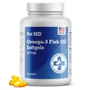 Pet MD - Omega 3 Balık Yağı Köpekler için Tamam - Köpekler için Skin ve Ön Destek - 180 Softgels