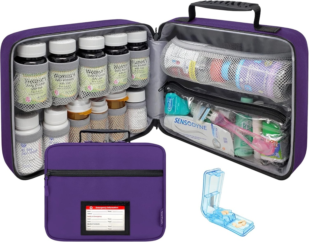 Pill XS, Tıp Bag, Case, İlaçlar, Vitaminler ve Medikal Malzemeler için Sabit Pockets için - Ev Depolama ve Seyahat için