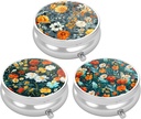 3 Pack Pill Box, Purse & Pocket için Küçük Pill Vakası, Cute Travel Medicine Organizer, Portatif Tıp Konteyneri Vitaminleri, İlaçları, Fish Oil & Supplement, Güzel Çiçek