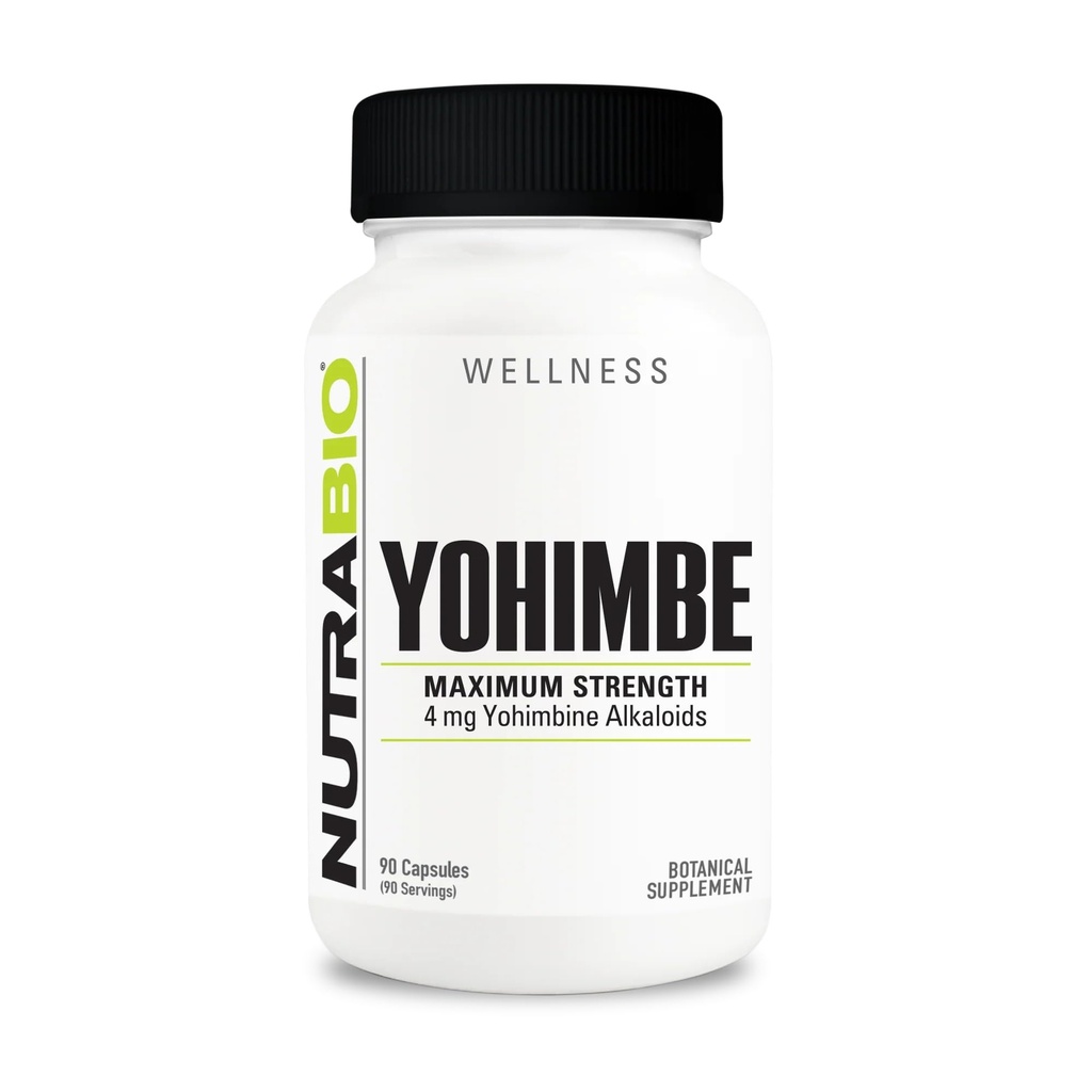 NutraBio Yohimbe Bark Extract Supplement for Men and Women, 4 mg, 90 Sebze Capsules