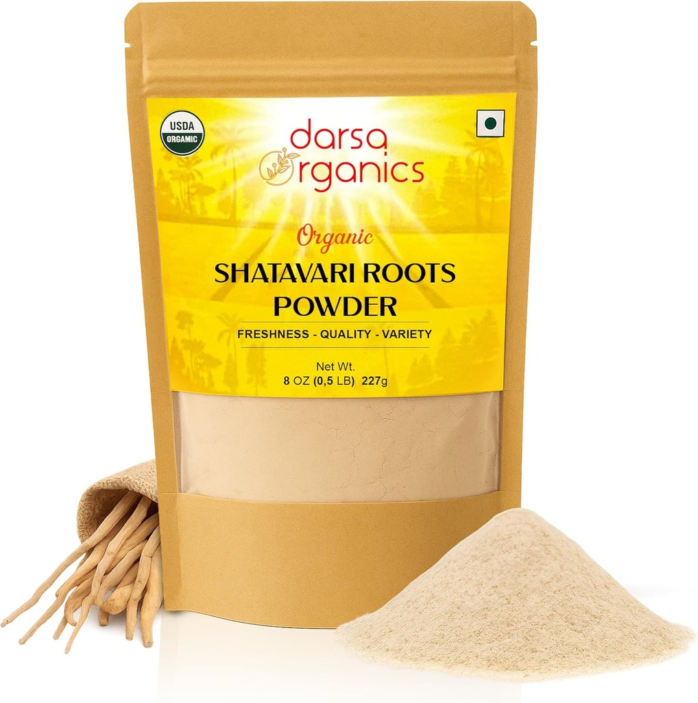 Shatavari Toz 8 oz, USDA Organik sertifikalı Asparagus Racemosus, Ayurvedic Herb for Women's Health, Hormonal Balance & Vitality, Great for Tea & Smoothies, Non-GMO, Vegan, Kosher