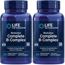 Life Extension Bioactive Complete B-Complex, Kalp, Beyin ve Nerve Support, Sağlıklı Enerji, Metabolism, Tamam B Complex, 60 Vegetarian Capsules (Pack of 2)