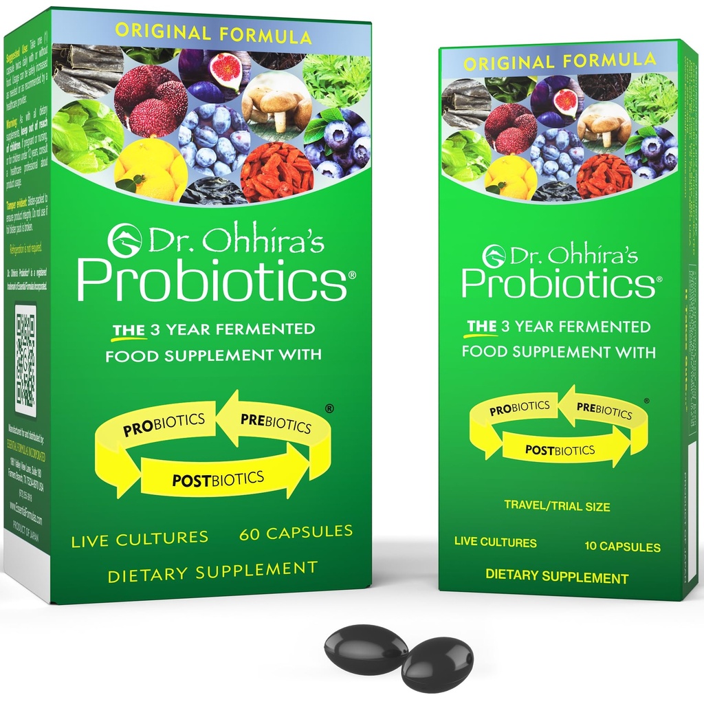Dr. Ohhira's Probiyotiks, Original Formula, 60 Caps with Bonus 10 Capsule Travel Pack - 13 Probiyotik Strains with Prebiyotiks and Postbiyotiks