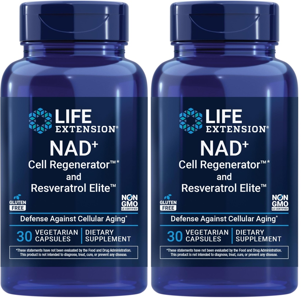 Hayat NAD+ Hücre Regenerator ve Resveratrol Elite, NIAGEN nicotinamid riboside, Trans-resveratrol, quercetin, Fisetin, Longevity, Energy, and oxidative Stress, 30 Vegetarian Capsule
