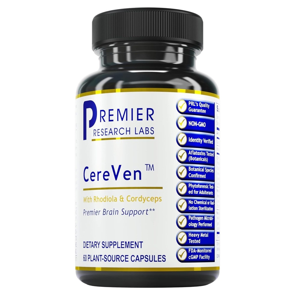 Premier Research Labs CereVen - Herbal Brain Supplement for Memory & Focus The Rhodiola Rosea, Rhodiola Rosea Supplement for Brain Health Support - 60 Vegetarian Capsules
