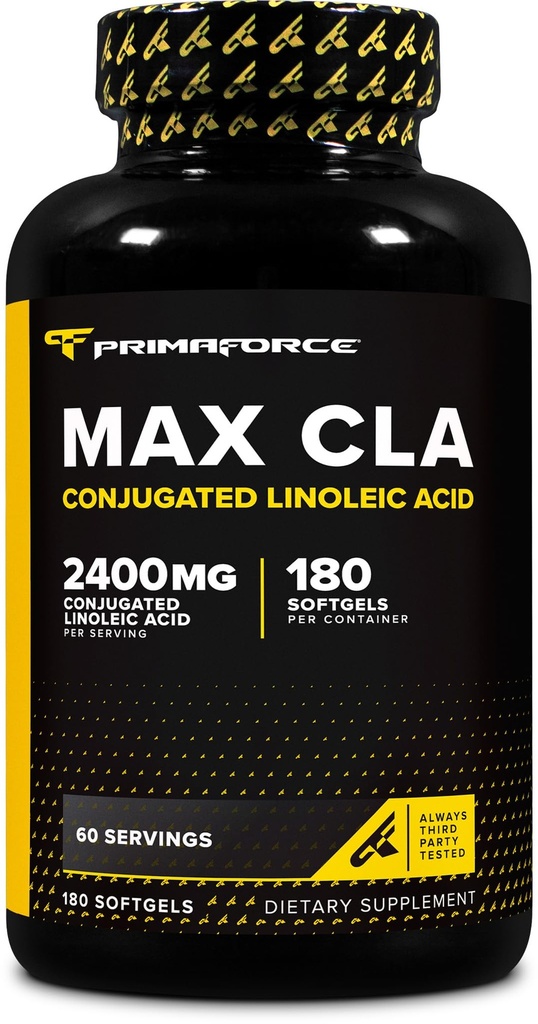 Primaforce CLA 2400 mg per Service (180 softgels) - Max CLA - Erkekler ve kadınlar için, Non-Stimulating, GMO Free & Gluten Free