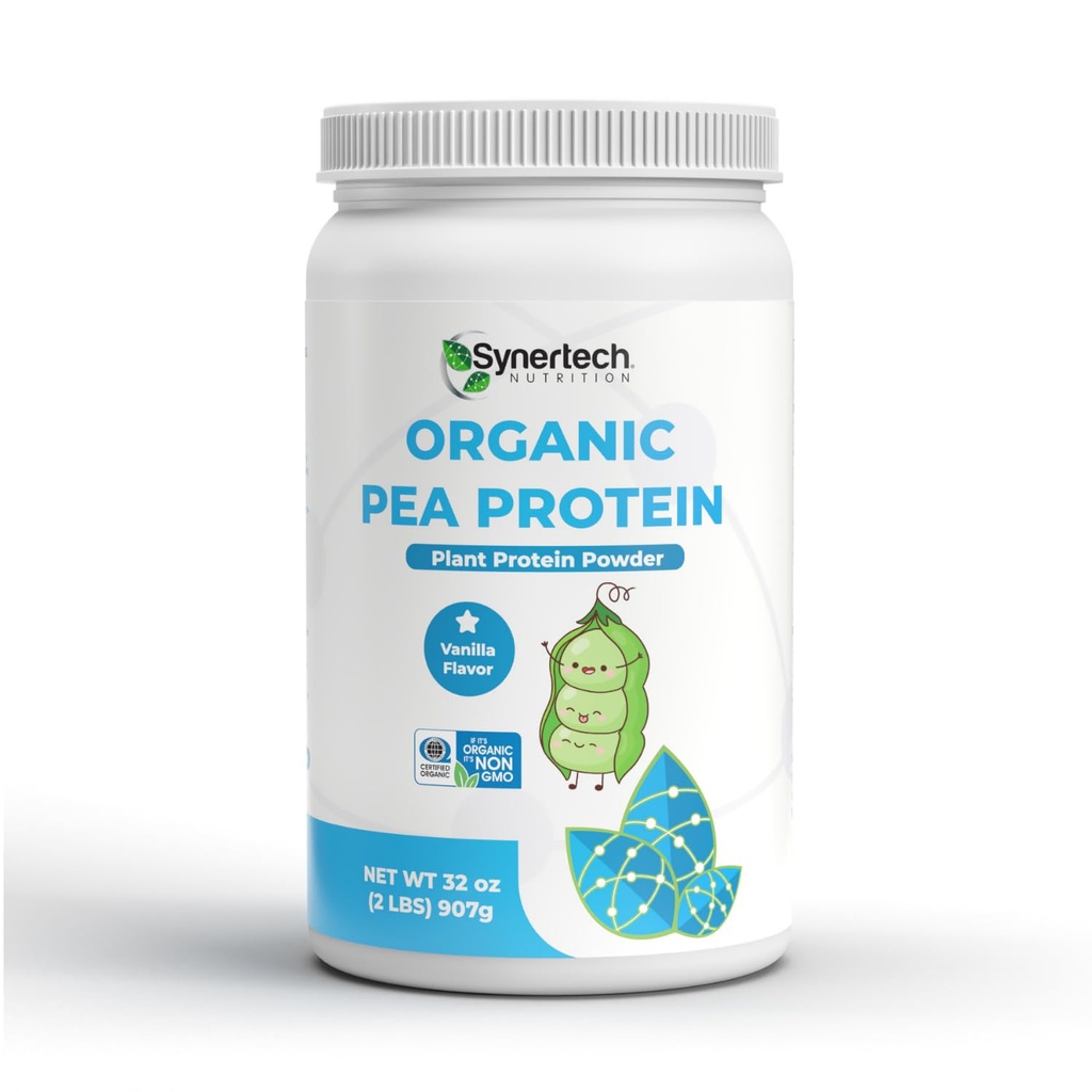 Vegan Vanilla Flavored Plant-Based Pea protein (2lbs) | Non-GMO, Sertifikalı Organik Organik Organik