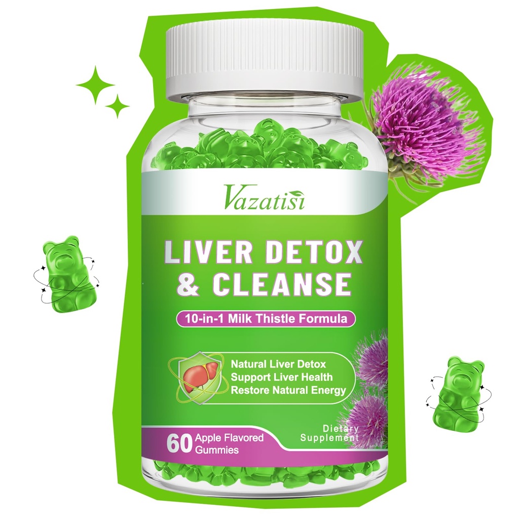 Yetişkinler Çocuklar için Süt Butle Gummies. Liver Cleanse Detox Onarım Gummies, Süt Butle Ekstra Canlı Destek Digestive Antioksi için Tamam, 60ct Apple Flavor