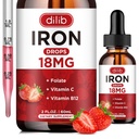 Kadınlar ve Erkekler için sıvı Demir Ölçeği Foate ile Anemi için Demir Supplements, C, B12 Red Blood Hücre Desteği-Strawberry için 2 Fl Oz