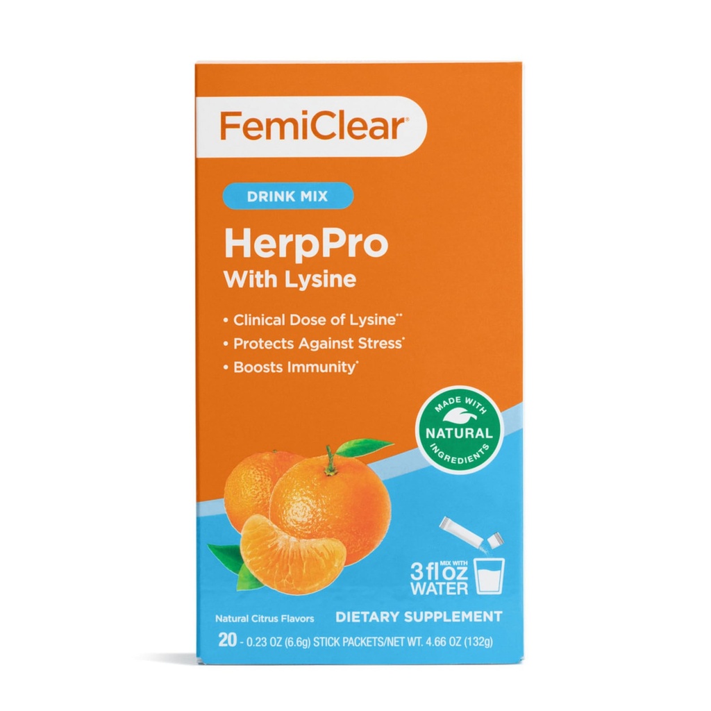 FemiClear HerpPro Immunity & Stress Supplement for Women & Men, 20 Stick Packets