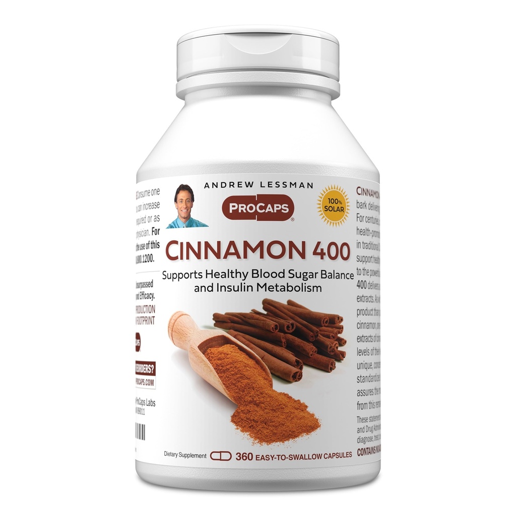 ANDREW LESSMAN Cinnamon 400 mg - 360 Capsules - Yüksek Potency, Standardized Extract. Katkı yok. Küçük Easy to Swallow Capsules