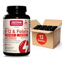 Jarrow Formulas Ultra Strength Me-12 5000 mcg & Metil Folate 800 mcg + P-5-P, Cellular Energy Metabolism ve Cardiovascular Destek için Tamam, 60 Chewable Tabletler, 60 Day Supply, 12 Packs