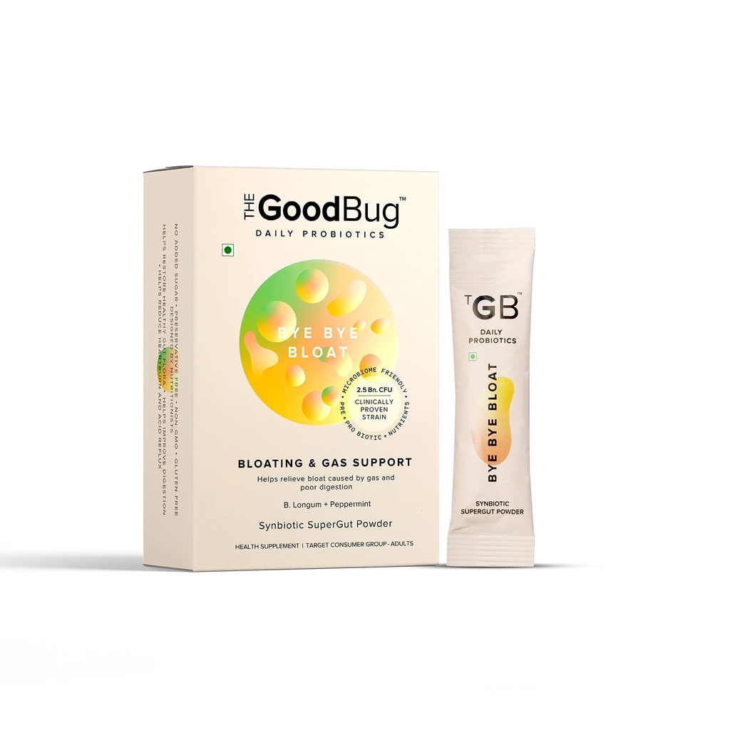 Prebiyotik + Probiyotik Gut Health Bloating Relief for Men & Women - Gas, Bloat & Digestive Health - Peppermint & Inulin, Synbiyotik Fiber Toz, 2.5 Bn CFU - 30 Gün Paketi