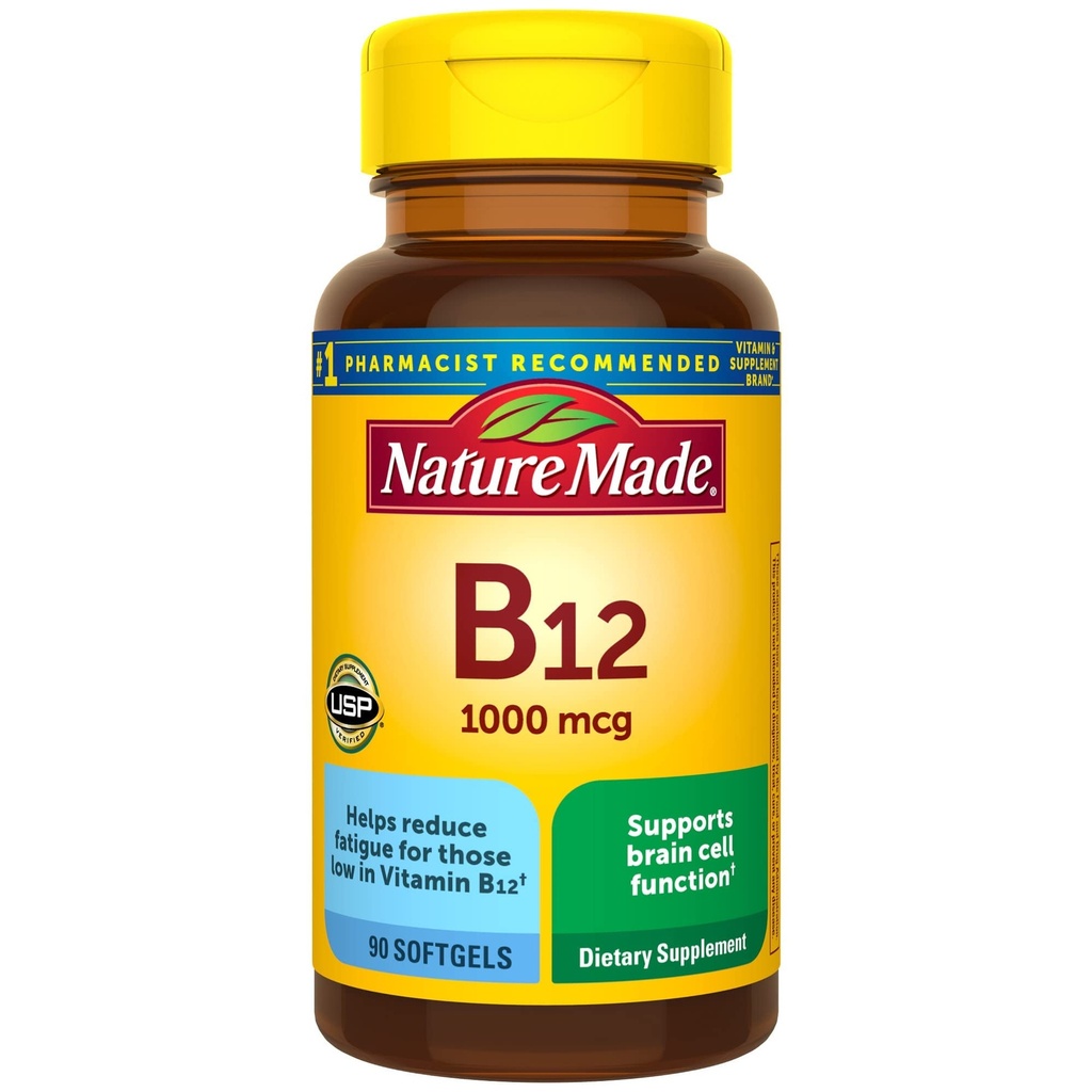 Doğa Enerji Metabolism Desteği için Diyetsel Supplement B12 1000 mcg, Diyetsel Supplement - 90 Softgels.