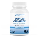 Safgen Laboratuvarları Sodyum Chloride Tabletleri 1 gm (1000 mg), USP | (15.4gr.) | 100 Kont | Normal Salt Tabletler | ABD'de Yapılacaklar | Electrolytes Replenisher Hydration