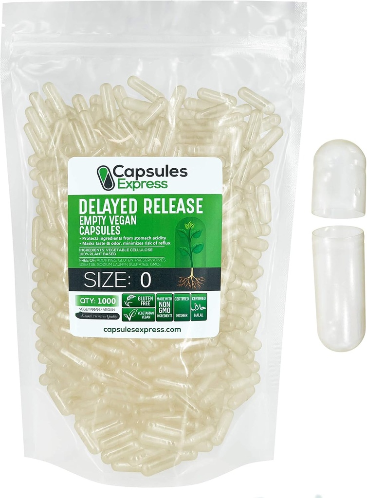 XPRS Nutra Gecikme 0 Boş Kapsüller - 1000 Kont Clear Boş Vegan Capsules - Vejetaryen Pills - DIY Sebze Kapsülü - Do-It- Yourself Supplements