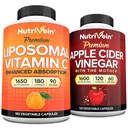 Nutrivein Premium Apple Cider Vinegar Capsules & Liposomal Vitamin C Supplement Sche: Yüksek hacimli C Capsules & Apple Cider Vinegar Supplements için Immune Defenses & Gut Health