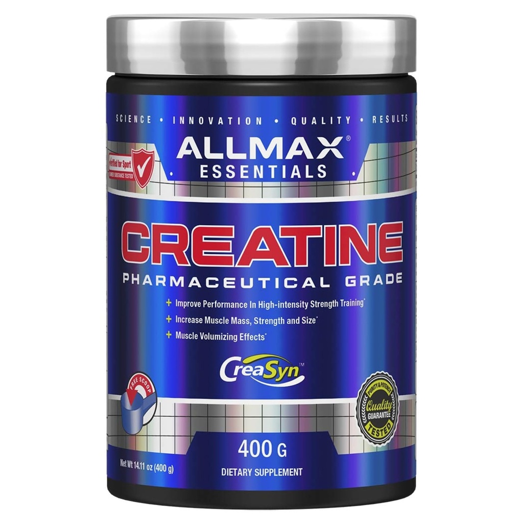 ALLMAX Beslenme Kretine Monohidrat Toz, Unflavored – Pure Micronized Kreat Kreat Kreat - Güçlü, Performans ve Eğitim Teşviki - Vegan, Gluten Free (400g)
